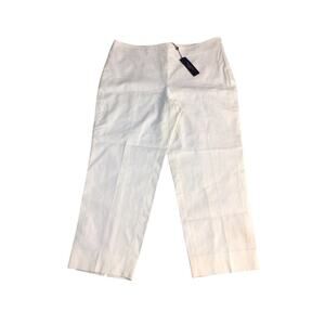 Talbots White Side Zip Stretch Dress Pant Size 14P Petite Ankle Pants Textured